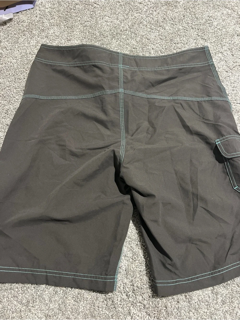 Hurley Men’s Charcoal Board Shorts with Teal Drawcords